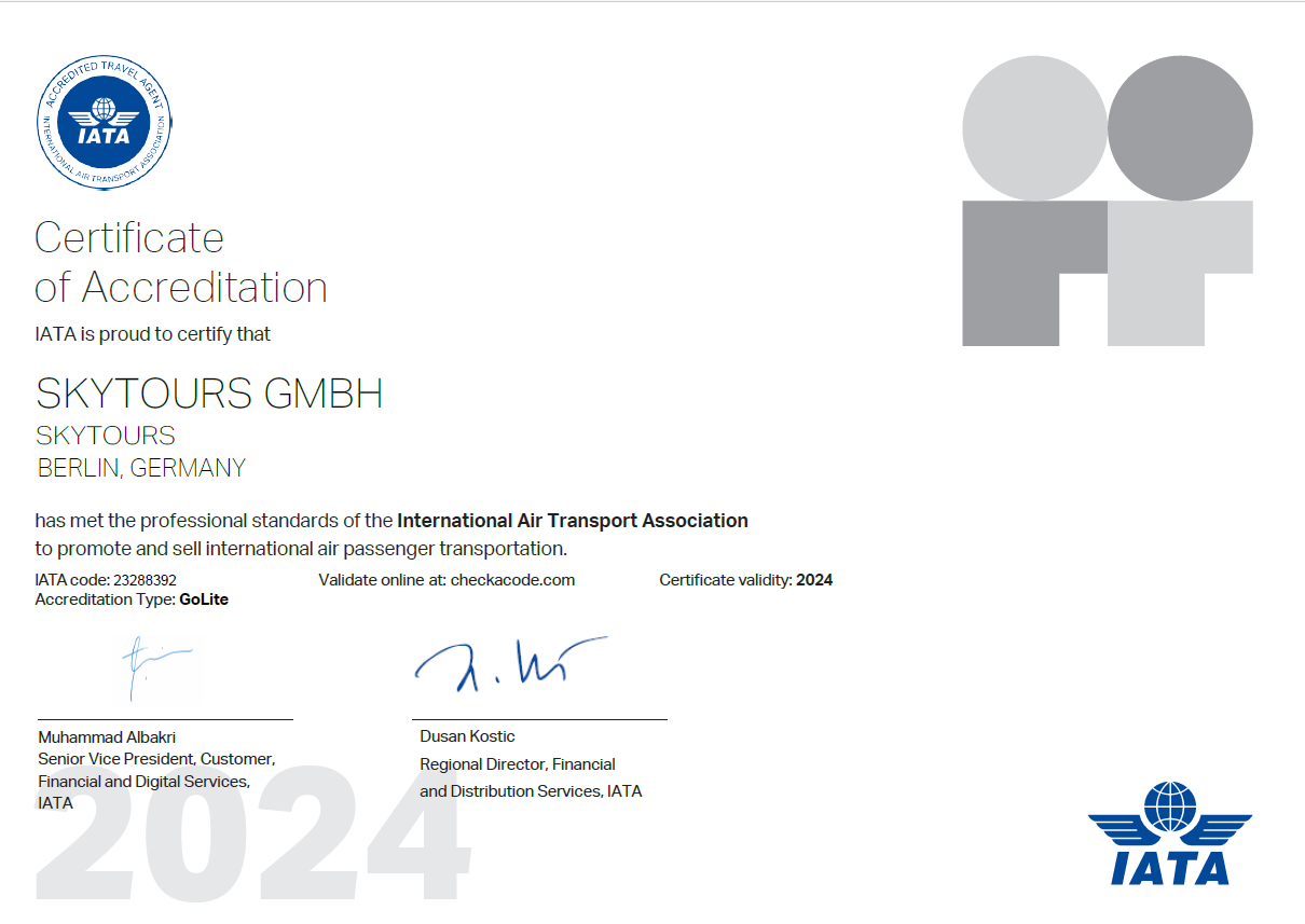 IATA certificate image